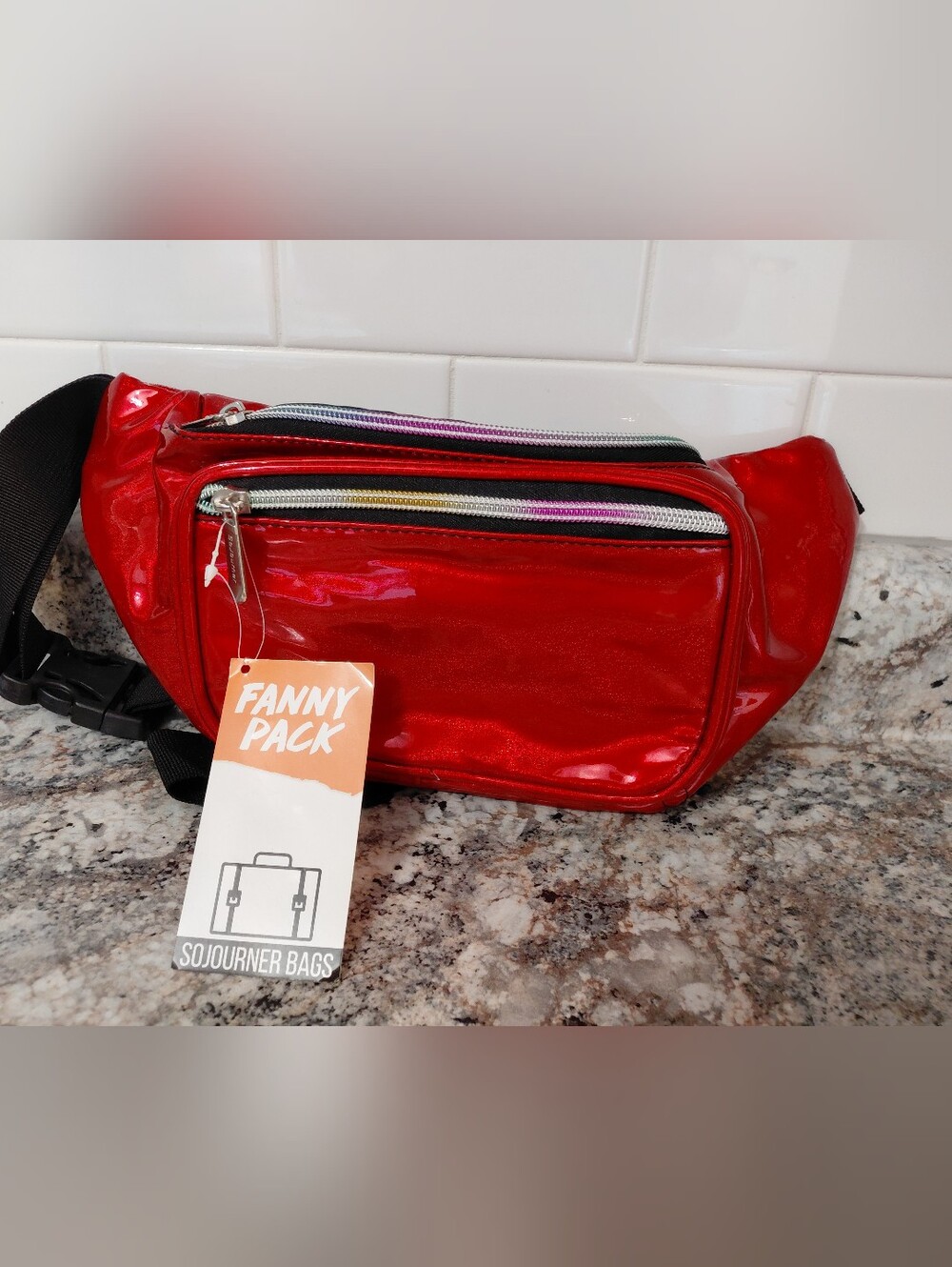 NWT Sojourner Bags Red Gloss Belt Crossbody Bag